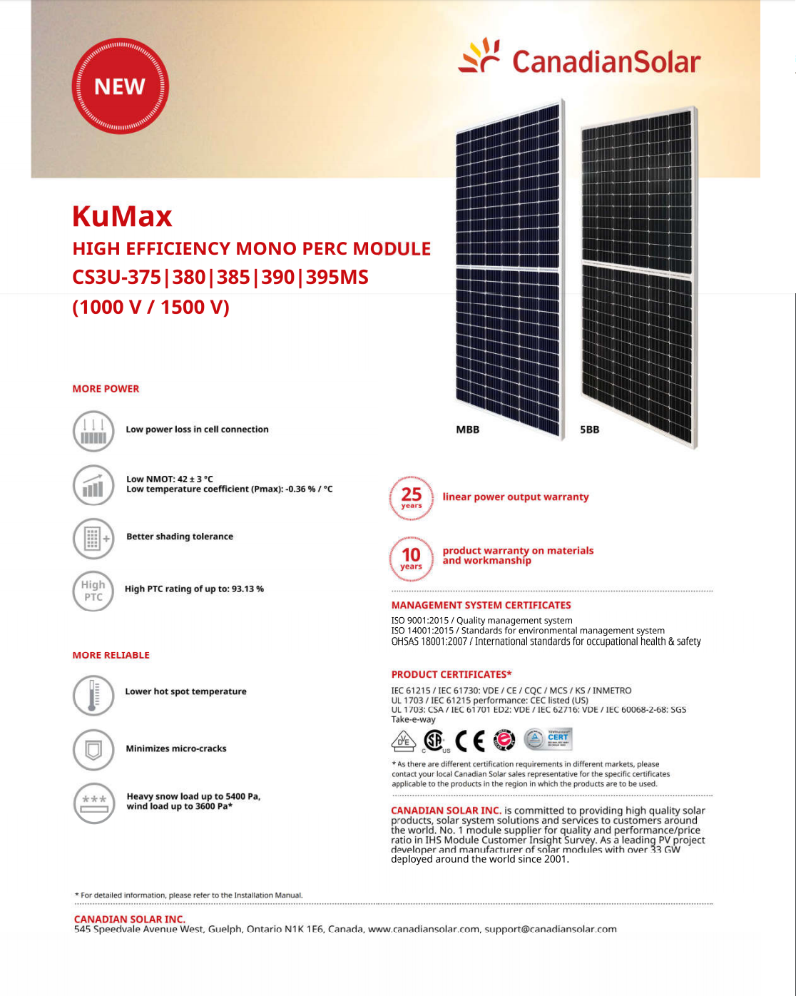 datasheet cana 385 Solar One